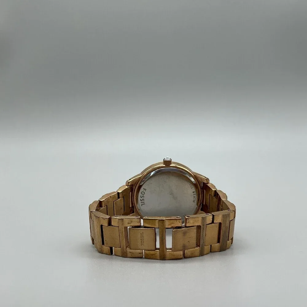 Fossil Jesse Womens Watch 34mm Rose Gold Tone Crystals Stainless New Battery 6